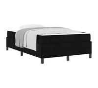 Yisssmeng Lit à sommier tapissier 120 x 190 cm, noir, lit capitonné avec matelas à ressorts ensachés et sommier à lattes, lit double moderne en tissu et bois pour chambre à coucher