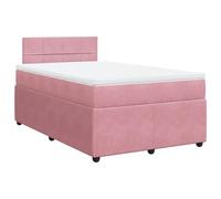 Yisssmeng Lit à sommier tapissier, 120 x 200 cm, en velours, rose, avec matelas à ressorts ensachés et tête de lit, design moderne, hauteur confortable, pour chambre à coucher, chambre d'adolescent