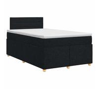 Yisssmeng Lit à sommier tapissier 120x190 cm avec matelas et dessus Noir | Lit moderne capitonné pour chambre à coucher avec tête de lit réglable et matelas à ressorts ensachés de résistance moyenne.