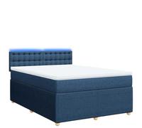 Yisssmeng Lit à sommier tapissier, 140 x 190 cm, bleu, en polyester, avec matelas à ressorts ensachés, éclairage d'ambiance LED et coussin lavable, design moderne pour chambre d'adolescent, chambre à