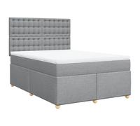Yisssmeng Lit à sommier tapissier, 140 x 190 cm, lit complet avec matelas à ressorts ensachés et surmatelas, lit rembourré avec tête de lit réglable en hauteur, lit double en tissu pour chambre à