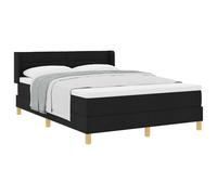 Yisssmeng Lit à sommier tapissier 160 x 200 cm avec matelas et surmatelas, lit rembourré moderne, noir, lit double complet avec tête de lit réglable en hauteur et sommier à lattes