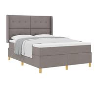 Yisssmeng Lit à sommier tapissier 160 x 200 cm avec matelas et tête de lit - Lit double moderne en tissu taupe, partie principale réglable en hauteur, lit rembourré stable pour chambre à coucher, max