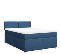 Yisssmeng Lit à sommier tapissier, 160 x 200 cm, bleu, en tissu, avec matelas à ressorts ensachés, éclairage LED, surmatelas amovible, design moderne, pour chambre à coucher, chambre d'adolescent