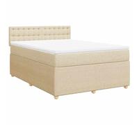 Yisssmeng Lit à sommier tapissier, 160 x 200 cm, en polyester, crème, matelas à ressorts ensachés, lavable, moderne, stable, pour chambre à coucher, chambre d'adolescent, chambre d'amis