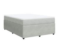 Yisssmeng Lit à sommier tapissier, 160 x 200 cm, en velours, gris clair, avec matelas à ressorts ensachés de 20 cm, rembourrage confortable de 5 cm, design moderne, robuste et respirant, pour chambre
