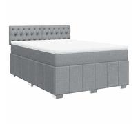 Yisssmeng Lit à sommier tapissier, 160 x 200 cm, gris clair, en tissu, à ressorts ensachés, tête de lit réglable en hauteur, design moderne, confortable et robuste, confort de sommeil pour chambre à