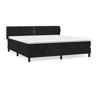 Yisssmeng Lit à sommier tapissier, 160 x 200 cm, noir, en velours, avec matelas à ressorts ensachés et surmatelas, lit double rembourré avec tête de lit réglable en hauteur pour chambre à coucher