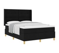 Yisssmeng Lit à sommier tapissier 160 x 200 cm noir - Lit double moderne avec matelas à ressorts ensachés, lit rembourré avec tête de lit réglable et cadre en bois pour chambre à coucher, max. 280 kg