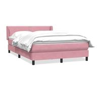Yisssmeng Lit à sommier tapissier 160 x 210 cm en velours rose - Lit complet avec matelas à ressorts ensachés et surmatelas - Lit double rembourré avec tête de lit réglable et sommier à lattes pour