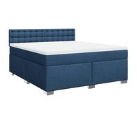 Yisssmeng Lit à sommier tapissier, 180 x 200 cm, bleu, avec matelas à ressorts ensachés, matelas et surmatelas en tissu résistant, design moderne, pour chambre d'adolescent, chambre d'amis