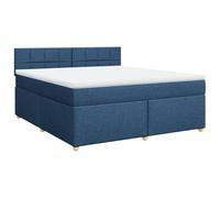 Yisssmeng Lit à sommier tapissier, 180 x 200 cm, bleu, en 100 % polyester robuste, avec matelas à ressorts ensachés et surmatelas, design moderne et confort pour chambre à coucher, chambre d'amis