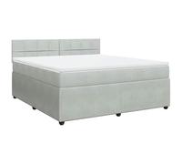 Yisssmeng Lit à sommier tapissier, 180 x 200 cm, en velours, gris clair, avec matelas à ressorts ensachés et surmatelas, matelas confortable, design moderne, pour chambre à coucher et chambre d'amis