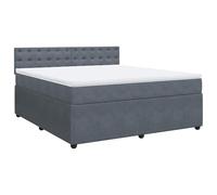 Yisssmeng Lit à sommier tapissier 180 x 200 cm en velours, gris foncé, avec matelas à ressorts ensachés, design moderne, cadre de lit robuste, pour chambre d'adolescent, chambre d'amis
