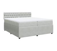 Yisssmeng Lit à sommier tapissier, 200 x 200 cm, gris clair, en velours, à ressorts ensachés, design moderne, confortable, reposant, avec tête de lit, pour chambre à coucher, chambre d'amis, chambre