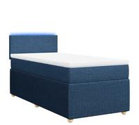 Yisssmeng Lit à sommier tapissier, 80 x 200 cm, bleu, avec matelas à ressorts ensachés, éclairage LED, design moderne, pour chambre d'adolescent, chambre d'amis, chambre à coucher