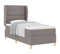 Yisssmeng Lit à sommier tapissier 90 x 190 cm avec matelas et surmatelas, lit simple avec tête de lit réglable et sommier à lattes, lit rembourré en tissu pour chambre à coucher et chambre d'amis