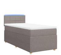 Yisssmeng Lit à sommier tapissier 90 x 190 cm, en tissu taupe, ressorts ensachés, LED, pour chambre à coucher, chambre d'adolescent, chambre d'amis