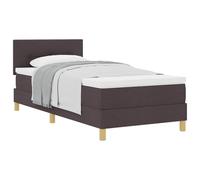 Yisssmeng Lit à sommier tapissier, 90 x 200 cm, marron foncé, lit simple avec matelas à ressorts ensachés et surmatelas, lit rembourré avec tête de lit réglable pour chambre à coucher et chambre