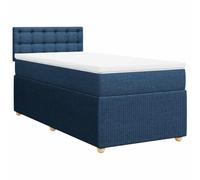 Yisssmeng Lit à sommier tapissier, avec matelas, 90 x 190 cm, bleu, moderne, en tissu robuste, à ressorts ensachés, pour chambre d'adolescent et chambre d'amis