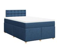 Yisssmeng Lit à sommier tapissier avec matelas, bleu, 120 x 190 cm, en tissu, ressorts ensachés, tête de lit, design moderne, matelas confortable, pour chambre d'adolescent, chambre d'amis, lit simple