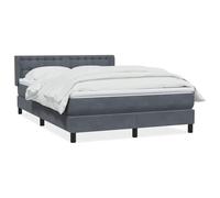 Yisssmeng Lit à sommier tapissier avec matelas et surmatelas, 160 x 210 cm, lit rembourré en velours avec tête de lit réglable en hauteur, lit double complet pour chambre à coucher, gris foncé