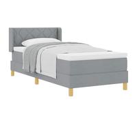Yisssmeng Lit à sommier tapissier avec matelas et surmatelas - 90 x 200 cm - Gris clair - Lit simple rembourré avec tête de lit réglable et sommier à lattes - Pour chambre à coucher, chambre d'amis