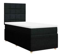 Yisssmeng Lit à sommier tapissier avec matelas et surmatelas - 90 x 200 cm - Noir - Lit rembourré avec tête de lit réglable en hauteur - Lit simple complet pour chambre à coucher et chambre d'amis
