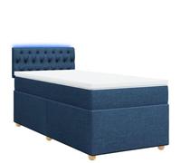 Yisssmeng Lit à sommier tapissier, bleu, 80 x 200 cm, en tissu, avec matelas à ressorts ensachés et éclairage LED, design moderne et grand confort, pour chambre à coucher, chambre d'amis, chambre