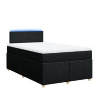 Yisssmeng Lit à sommier tapissier, noir, 120 x 190 cm, en tissu, avec matelas à ressorts ensachés, éclairage LED, design moderne, robuste et confortable, pour chambre d'adolescent, invités, chambre à