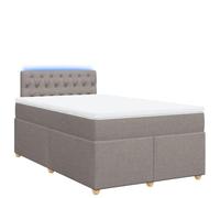 Yisssmeng Lit à sommier tapissier, taupe, 120 x 190 cm, avec matelas en tissu et éclairage d'ambiance LED, design moderne, robuste et durable, pour chambre à coucher, chambre d'amis, chambre