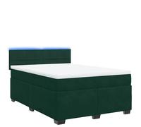 Yisssmeng Lit à sommier tapissier, vert foncé, 140 x 190 cm, en velours, avec matelas à ressorts ensachés, éclairage LED, design moderne, pour chambre d'adolescent, chambre d'amis, chambre à coucher