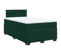 Yisssmeng Lit à sommier tapissier vert foncé 140 x 190 cm en velours avec matelas à ressorts ensachés et surmatelas - Design moderne - Cadre de lit robuste pour chambre d'adolescent, chambre d'amis