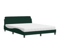 Yisssmeng Lit avec matelas Dover 160 x 200 cm - En velours - Vert foncé - Design moderne ondulé - H2 H3 - Confort - Pour chambre à coucher, chambre d'amis, chambre d'adolescent