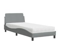 Yisssmeng Lit avec matelas Dover - 90 x 200 cm - Gris clair - Structure en pin massif - Forme ondulée moderne - Design H2/H3 - Duo mousse confort - Cadre simple - Pour chambre à coucher, chambre