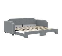 Yisssmeng Lit de jour extensible 100 x 190 cm, canapé-lit avec fonction extensible et sommier à lattes, lit fonctionnel moderne, lit d'appoint, lit d'invité, pour salon, tissu gris clair