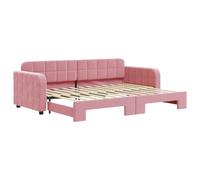 Yisssmeng Lit de jour extensible en velours rose 80 x 200 cm | Canapé-lit pratique 2 en 1 pour chambre d'amis et salon, canapé rembourré pendant la journée et lit double spacieux la nuit.