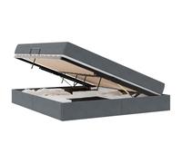 Yisssmeng Lit de rangement 160 x 200 cm avec matelas et sommier à lattes, lit rembourré en velours gris foncé, lit fonctionnel double avec partie latérale hydraulique à gaz et cadre en métal