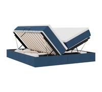 Yisssmeng Lit de rangement 180 x 200 cm avec matelas et surmatelas, lit rembourré avec coffre de lit hydraulique, ensemble complet moderne en polyester pour chambre à coucher, bleu