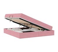 Yisssmeng Lit de rangement avec matelas, 180 x 200 cm, velours rose, lit double moderne avec sommier à lattes, partie latérale hydraulique à vérin à gaz et matelas à ressorts pour chambre à coucher