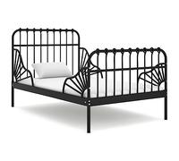 Yisssmeng Lit gigogne noir 80 x 130/200 cm - Cadre de lit en métal au design moderne - Lit simple robuste pour invités, jeunes et salon, chambre à coucher