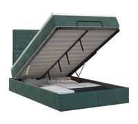 Yisssmeng Lit ottoman avec matelas 120 x 190 cm en velours vert foncé | Cadre de lit avec surmatelas et espace de rangement pratique dans une housse en velours doux pour une chambre bien rangée.