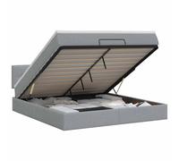 Yisssmeng Lit ottoman avec matelas et surmatelas 140 x 190 cm Gris clair | Lit capitonné peu encombrant pour chambre à coucher avec vérin à gaz pour un espace de rangement facilement accessible sous