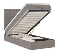 Yisssmeng Lit ottoman avec matelas et surmatelas 90 x 190 cm, lit de rangement hydraulique avec tête de lit, lit simple en tissu avec matelas à ressorts ensachés, taupe