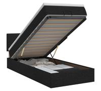 Yisssmeng Lit ottoman avec matelas et surmatelas - 90 x 190 cm - Tissu noir | Lit rembourré peu encombrant avec vérin à gaz et matelas H2 pour un sommeil bien rangé et confortable dans la chambre à