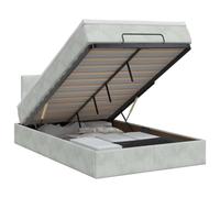 Yisssmeng Lit ottoman avec matelas et surmatelas Gris clair 120 x 190 cm | Lit capitonné moderne pour votre chambre à coucher avec tête de lit réglable en hauteur et matelas à ressorts ensachés.