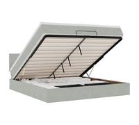 Yisssmeng Lit ottoman avec matelas et surmatelas, lit capitonné, 160 x 200 cm, avec espace de rangement, cadre de lit avec tête de lit, coffre de lit hydraulique, lit double en velours, gris clair