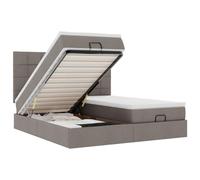 Yisssmeng Lit ottoman avec matelas et surmatelas Taupe 160 x 200 cm - Lit rembourré avec espace de rangement, tête de lit et matelas à ressorts ensachés - Lit double en tissu