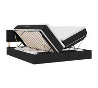 Yisssmeng Lit rembourré 200 x 200 cm avec matelas et sommier à lattes, lit de rangement moderne en cuir synthétique avec partie latérale hydraulique, lit de rangement noir pour chambre à coucher