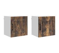 Yisssmeng Lot de 2 armoires de cuisine - En chêne fumé - 40 x 31 x 40 cm - En bois avec 2 étagères et portes à charnière - Design moderne - Robuste et durable - Pour cuisine, salon, couloir